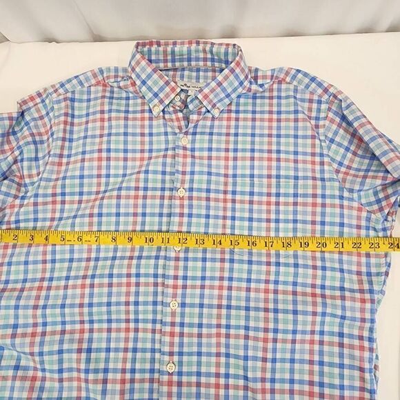 Peter Millar Men's Long-Sleeve Button-up Blue Green Plaid Shirt Size L j14 - Picture 6 of 10